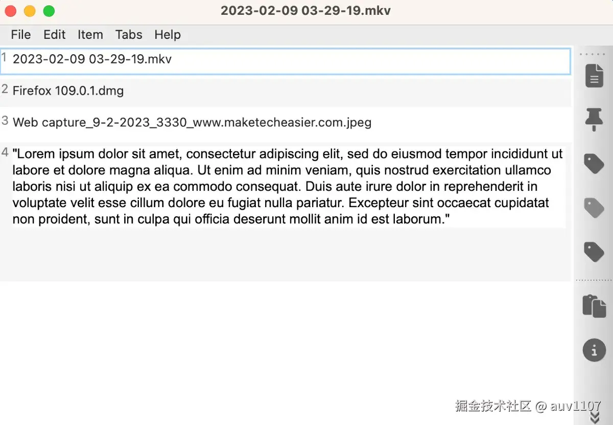 CopyQ interface