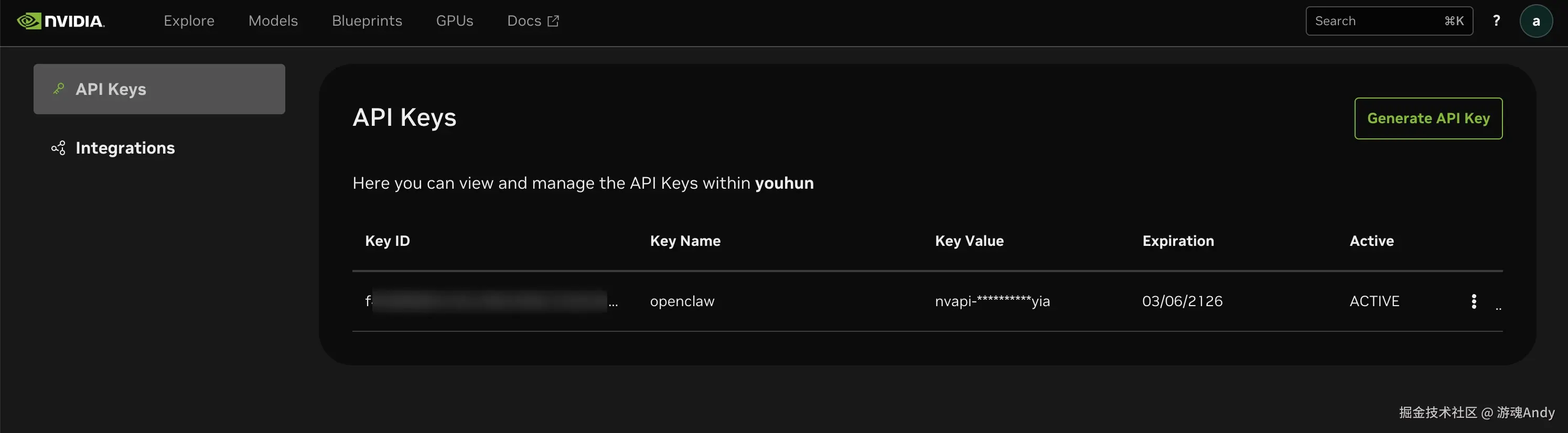 创建API Keys