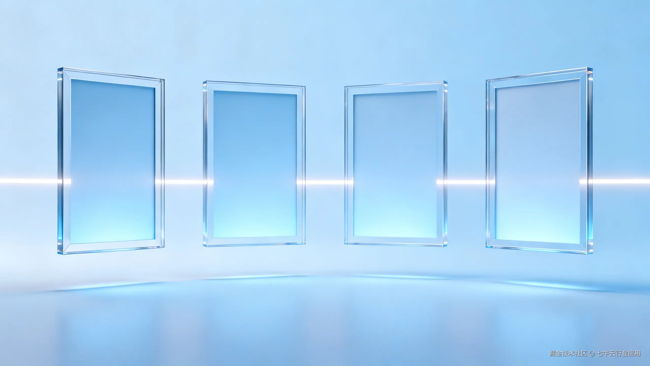 jimeng-2026-02-27-5279-商业实战中的连贯性图，四个排列整齐的极简透明画框悬浮在淡蓝色背景上，每个画框内部....png