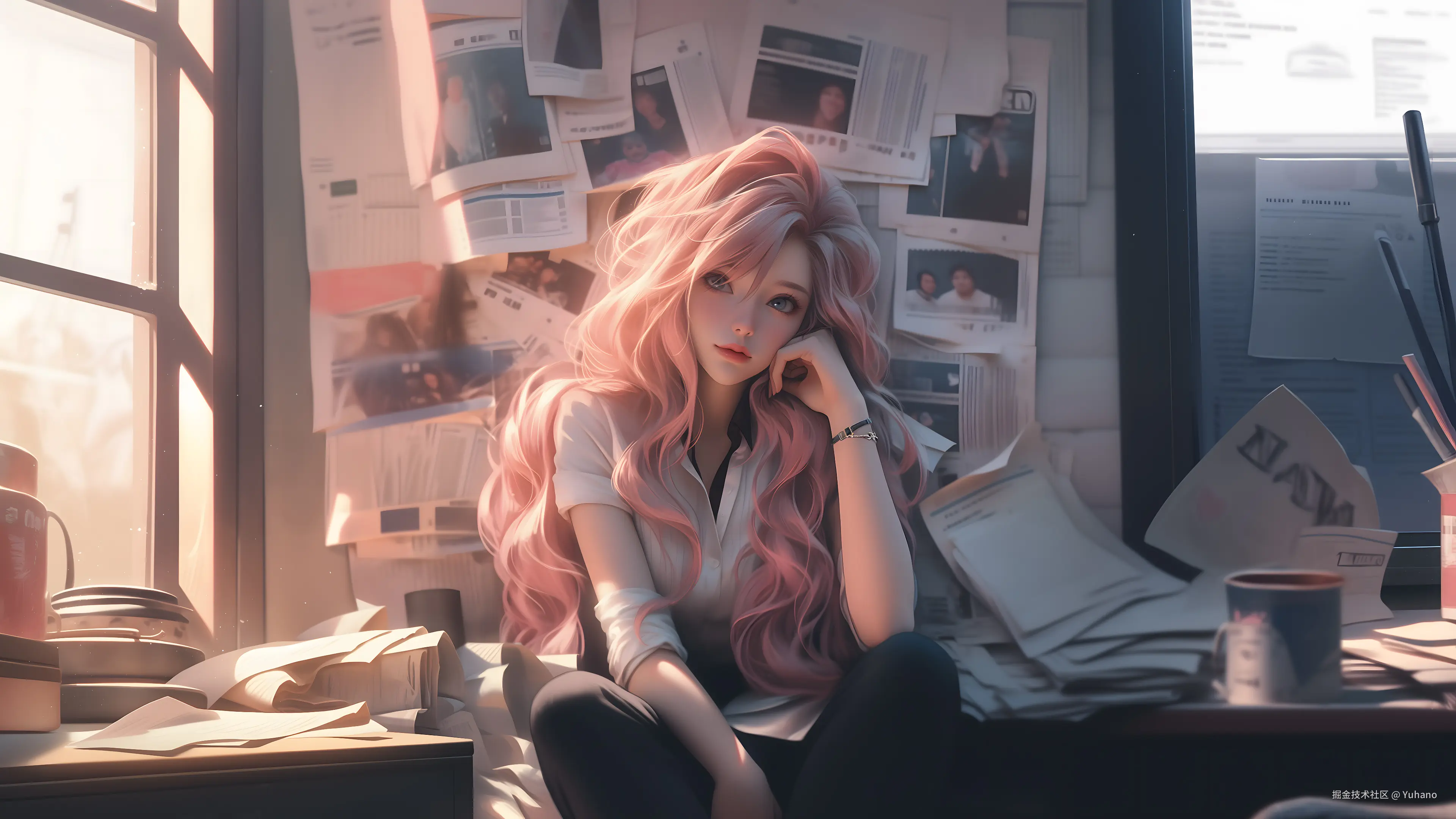 报纸墙 萨勒芬妮4K高清壁纸-墨鱼部落格.jpg