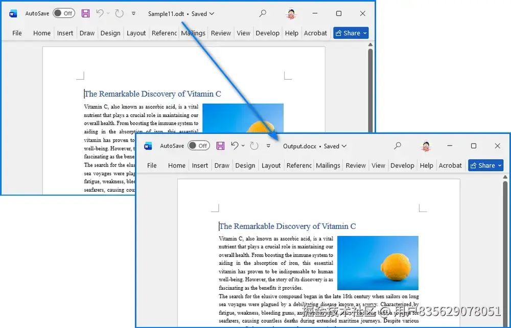 C#转换ODT为DOCX