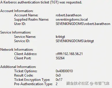 图 5.19 – 事件 4768 中的降级加密类型