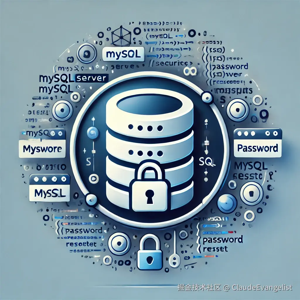 DALL·E 2024-08-26 20.27.29 - An illustration of a MySQL server icon surrounded by code snippets, emphasizing security. The server icon should be central, with a digital lock symbo.webp
