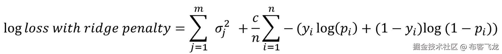 图 4.15：带岭回归惩罚的对数损失方程