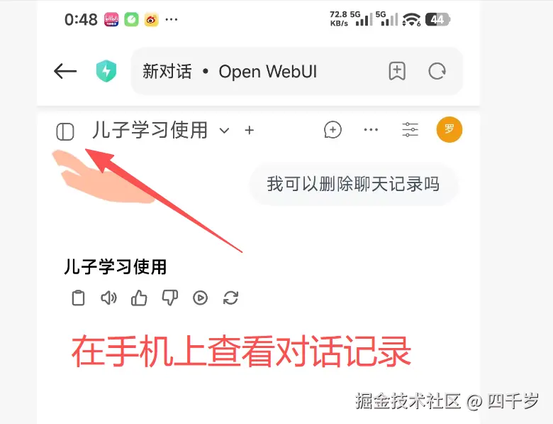 在手机上查看对话记录
